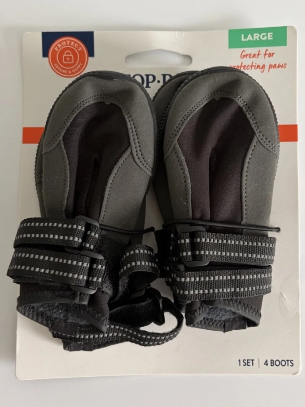 NWT Top Paw Dog Boots Large Black Reflective Water Resistant Outdoor Paw Protect